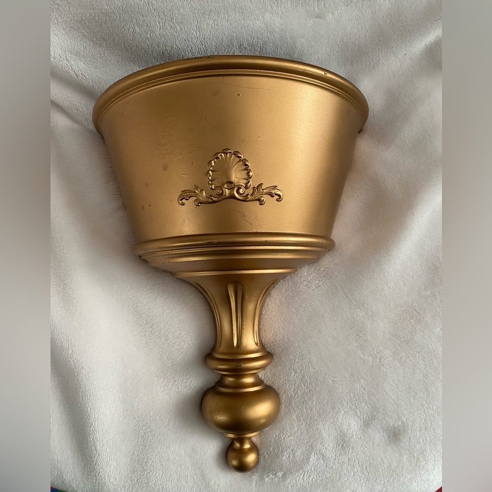 Vintage 1963 Gold Wall Planter